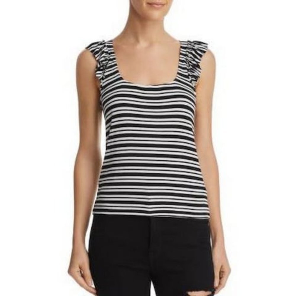 Aqua Ruffled Striped Tank - Picture 2 of 2
